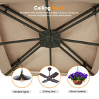 Modern Shade 11x13 Patio Gazebo Canopy Tent,Pop Up Gazebo with LED Lighting,Soft-Top Dual Roof Design