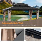 FONA Gazebo Curtain Replacement Universal 4-Panel Sidewalls 12' x 14', Outdoor Gazebo Privacy Curtains with Zipper (Curtain Only)