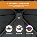 Modern Shade 8'x8' Hardtop Gazebo with Steel Roof & Curtains,All-Weather Metal Pavilion for Patio,Backyard