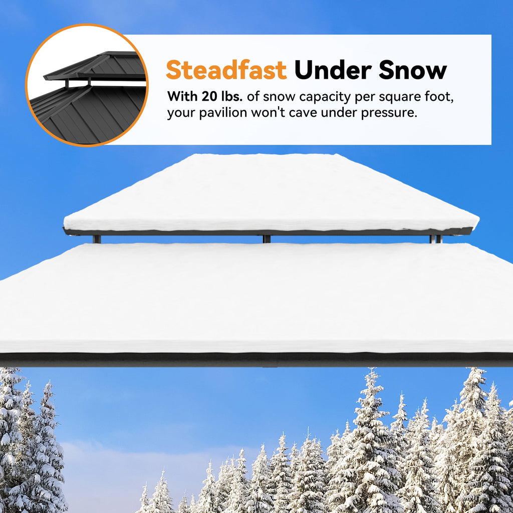 Modern Shade 12'x14' Hard Top Gazebo W/ Solar LED light