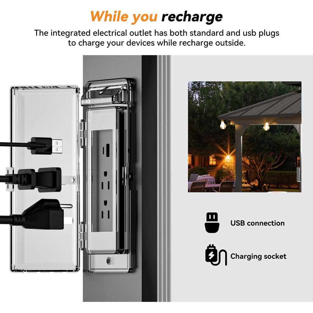 Modern Shade 6‘x 8‘ Gazebo featuring rustproof steel roof, practical storage shelves and lighting hook weather-resistant for backyard bbqs Black