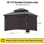 Covered Outdoor 10'x12' Gazebo Yard-Dyed Curtains 4-Panel Universal Replacement with Zipper Patio Backyard