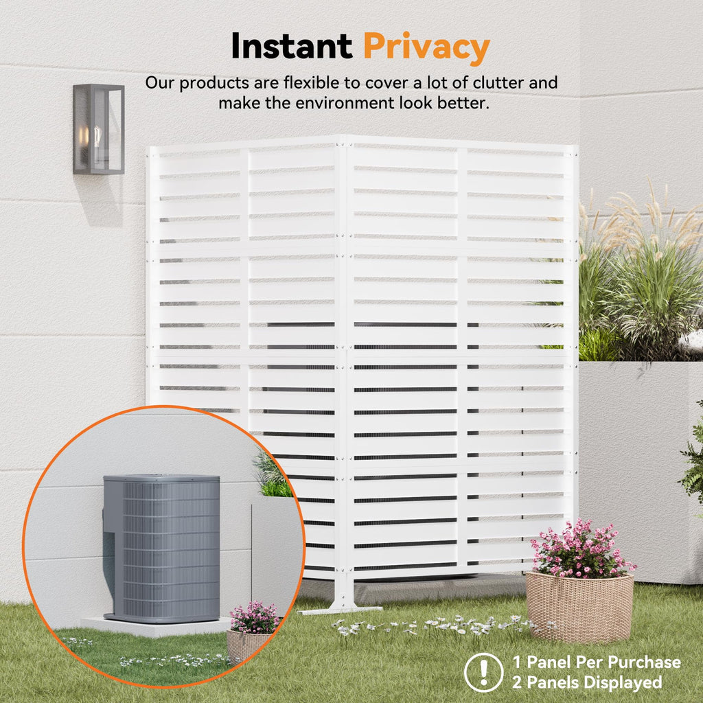 Modern Shade 72"x48" Freestanding Privacy Panel - White Decorative Screen for Patio/Deck Privacy & Space Division