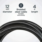 Covered Outdoor 4ft Resettable Combination Bike Lock | 4-Digit Secure Cable Lock for Bicycles, Outdoor Use (Black)