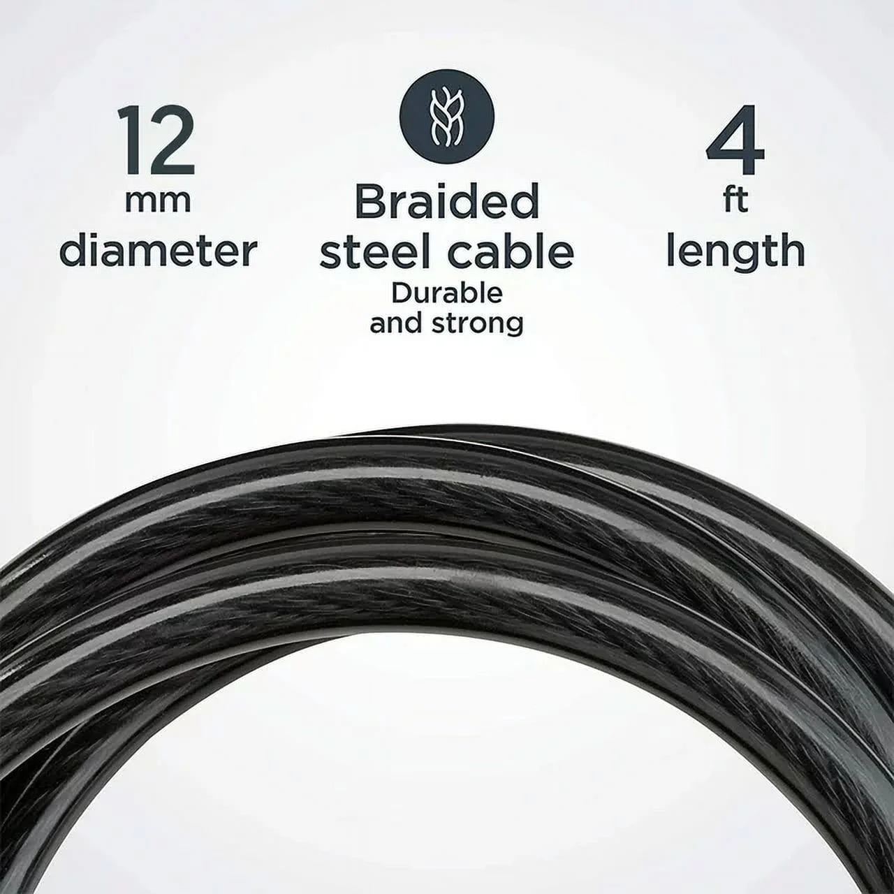 Covered Outdoor 4ft Resettable Combination Bike Lock | 4-Digit Secure Cable Lock for Bicycles, Outdoor Use (Black)