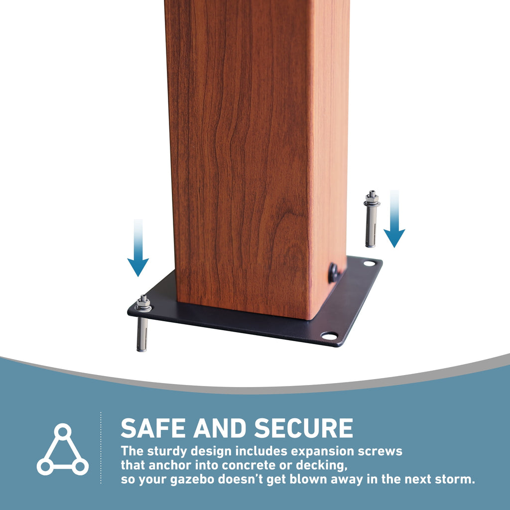 Modern Shade 10‘x20’ Louvered Pergola Heavy Duty Steel Frame Adjustable Waterproof Roof USB Charging Deck Wood Grain Finish Integrated Drainage