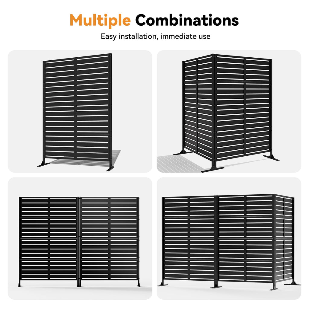 Modern Shade 72"x48" Freestanding Privacy Panel - Black Outdoor Screen for Instant Patio/Deck Privacy & Space Division