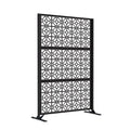 Modern Shade 74"Hx19"W Metal Privacy Screen - Black Freestanding Outdoor Fence Panel for Privacy/Space Division