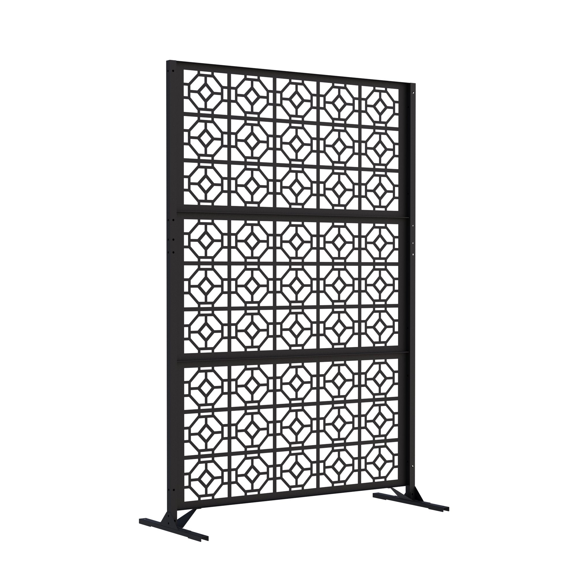Modern Shade 74"Hx19"W Metal Privacy Screen - Black Freestanding Outdoor Fence Panel for Privacy/Space Division