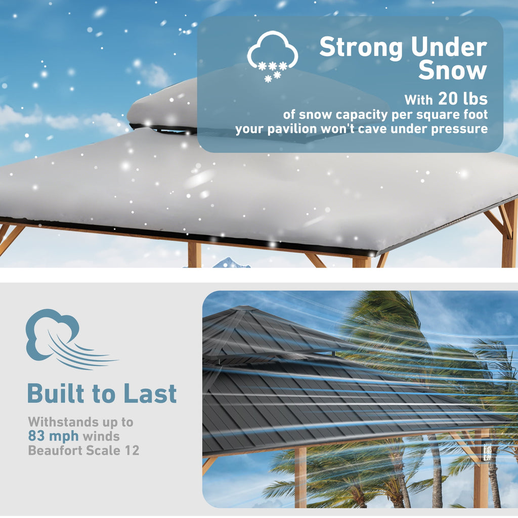 FONA Horizon 12'x12' Hard Top Gazebo W/ Solar LED light