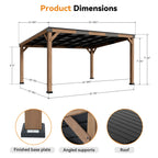 Modern Shade Supreme Cedar Wood Gazebo 12' x 16' with Hardtop Slope Roof, Wooden Grill Gazebo with Durable and Rot-Resistant, Supports Snow Loads and High Wind Speeds