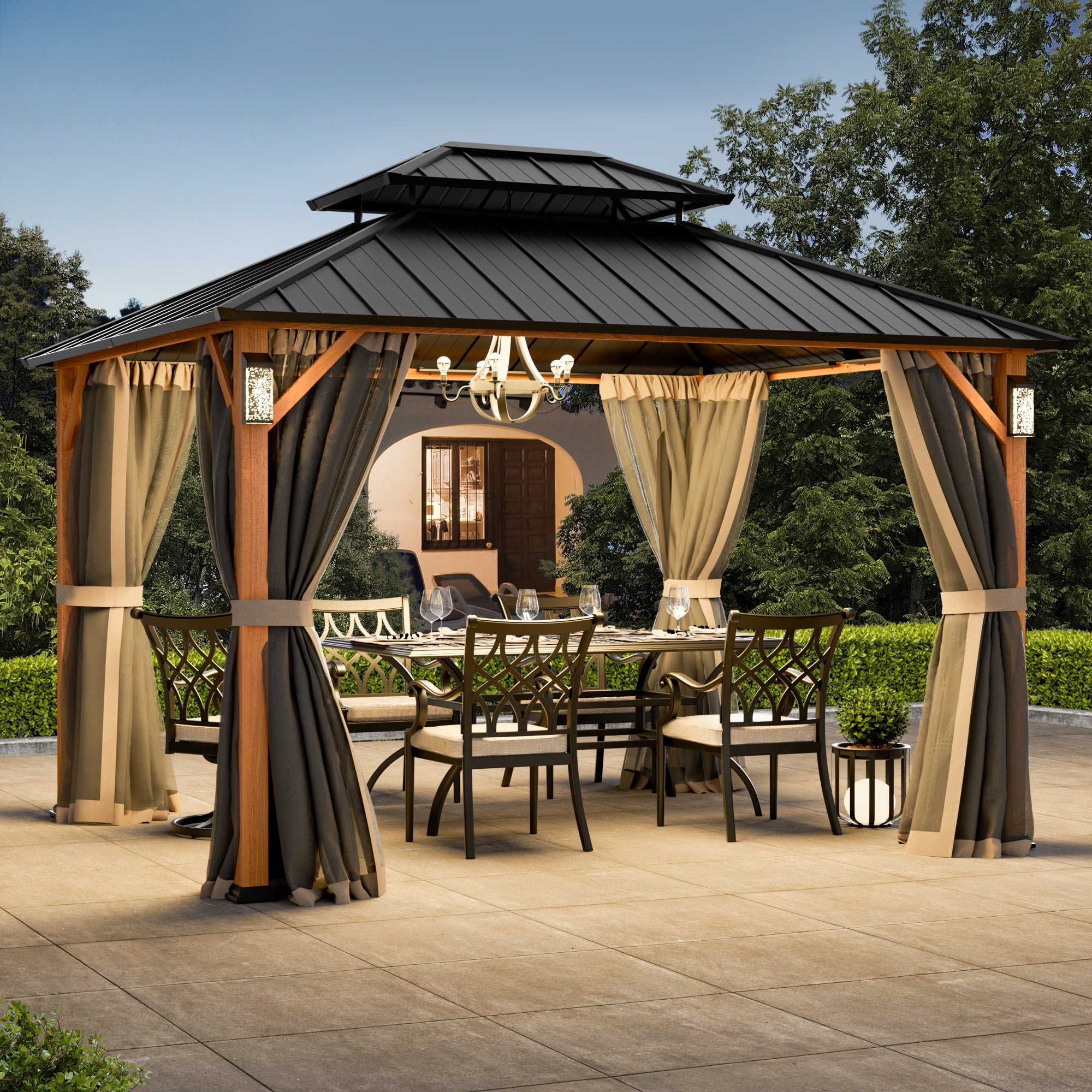FONA Horizon 12'x12' Hard Top Gazebo W/ Solar LED light