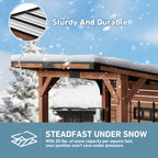 FONA 6.5'x8' Cedar Wood Bar&Grill Gazebo with Shelves,TV Mount,Hardtop Steel Roof,Power Strip