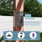 Modern Shade 10‘x20’ Louvered Pergola Heavy Duty Steel Frame Adjustable Waterproof Roof USB Charging Deck Wood Grain Finish Integrated Drainage