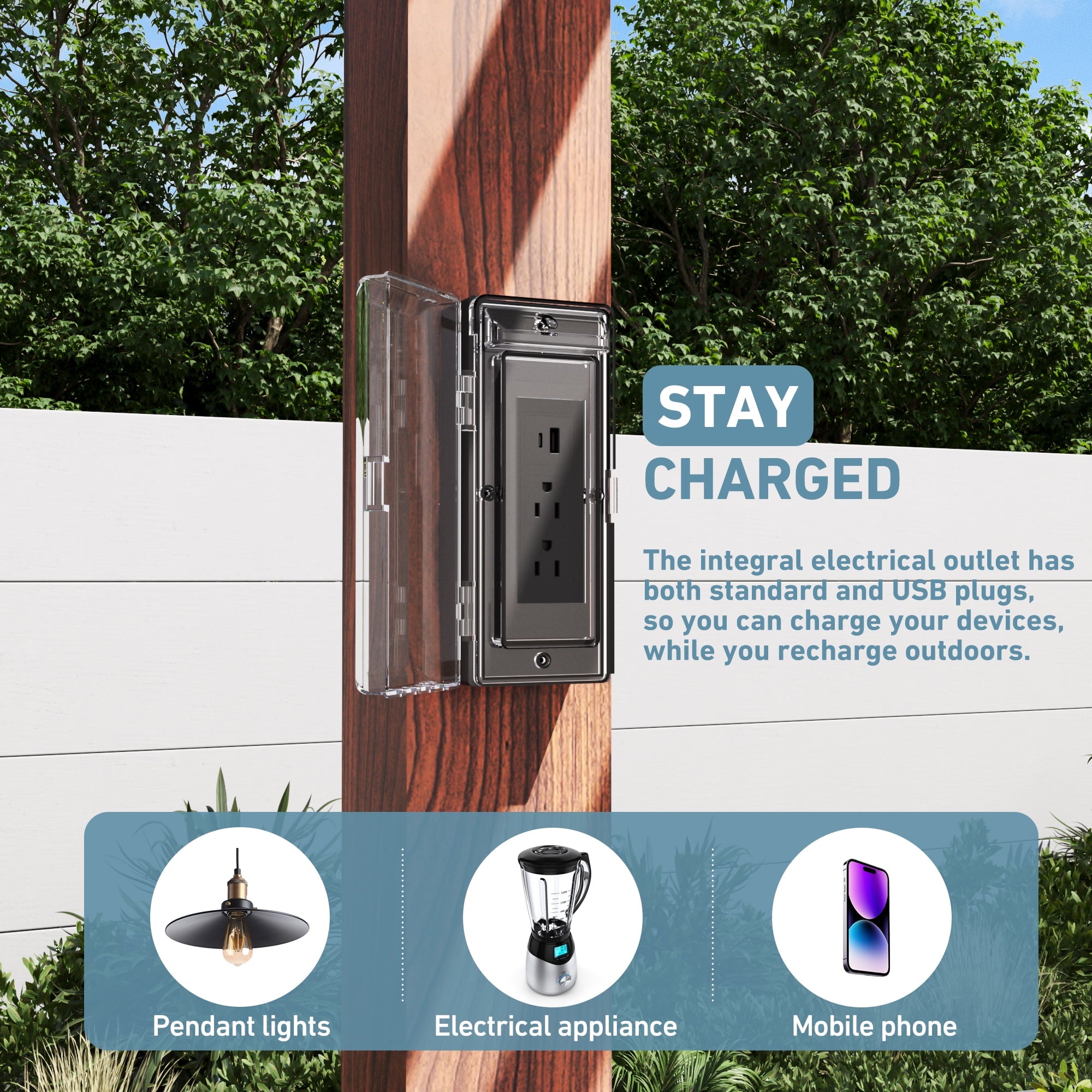 Modern Shade 10‘x20’ Louvered Pergola Heavy Duty Steel Frame Adjustable Waterproof Roof USB Charging Deck Wood Grain Finish Integrated Drainage