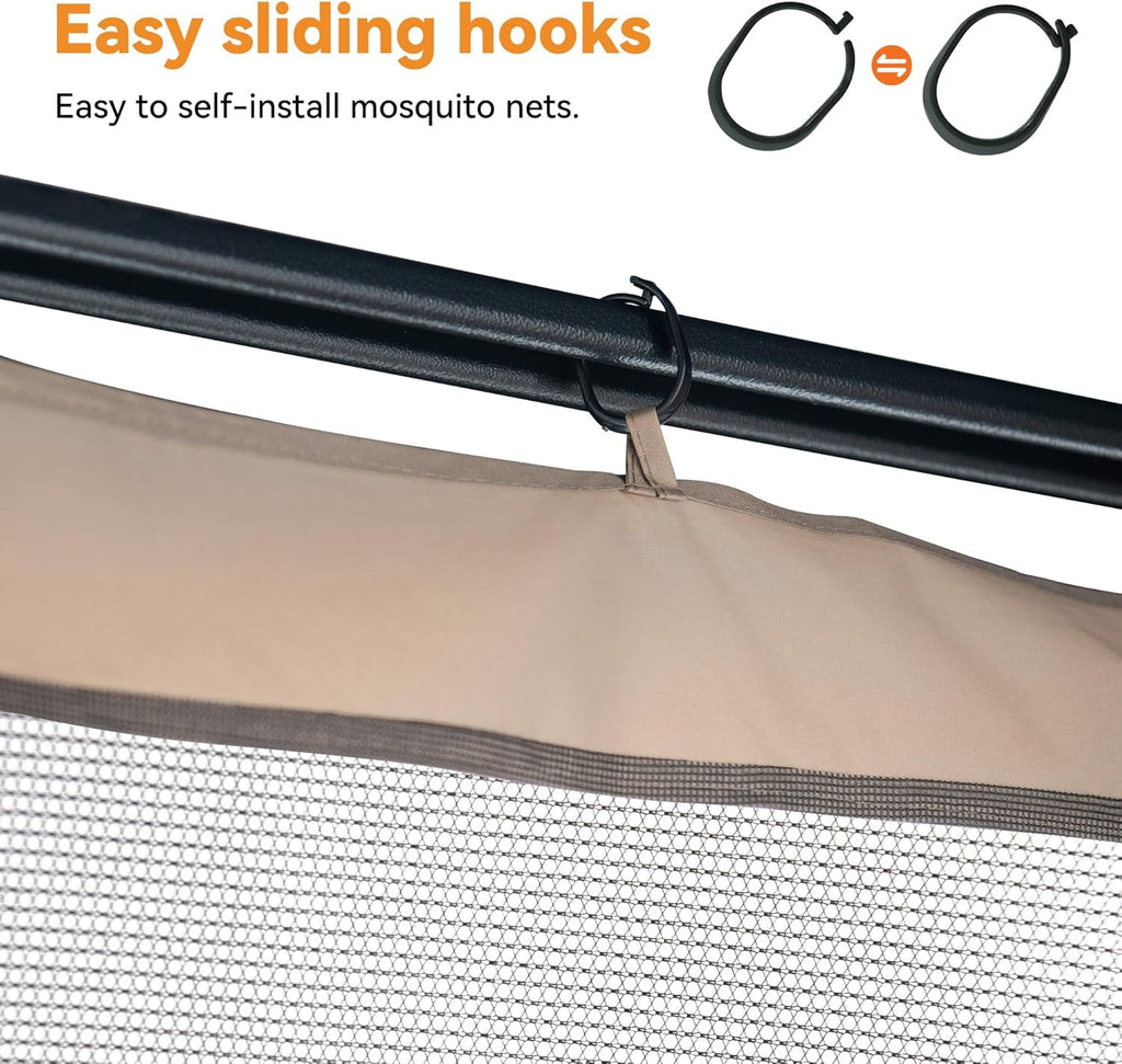 Modern Shade 10‘x12’ 4-Panel Mosquito Net with Zipper Closure for Gazebo & Canopy Replacement
