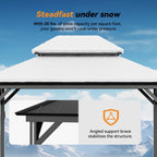 Modern Shade 12' x 14' Hardtop Gazebo with LED Lights, USB Ports, Curtains & Netting, Black