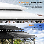 Modern Shade 12'x24' Steel Hardtop Gazebo with Galvanized Double Roof & 4 LEDs Weatherproof Pavilion with Mosquito Netting, Curtains Hooks Black