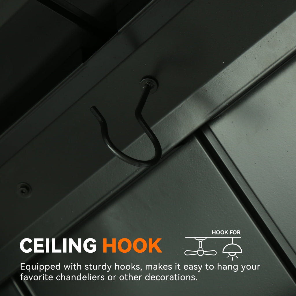 FONA 6'x8'Aluminum Grill Gazebo with Shelves,Hardtop Steel Roof,Outdoor BBQ Canopy for Patio,Backyard