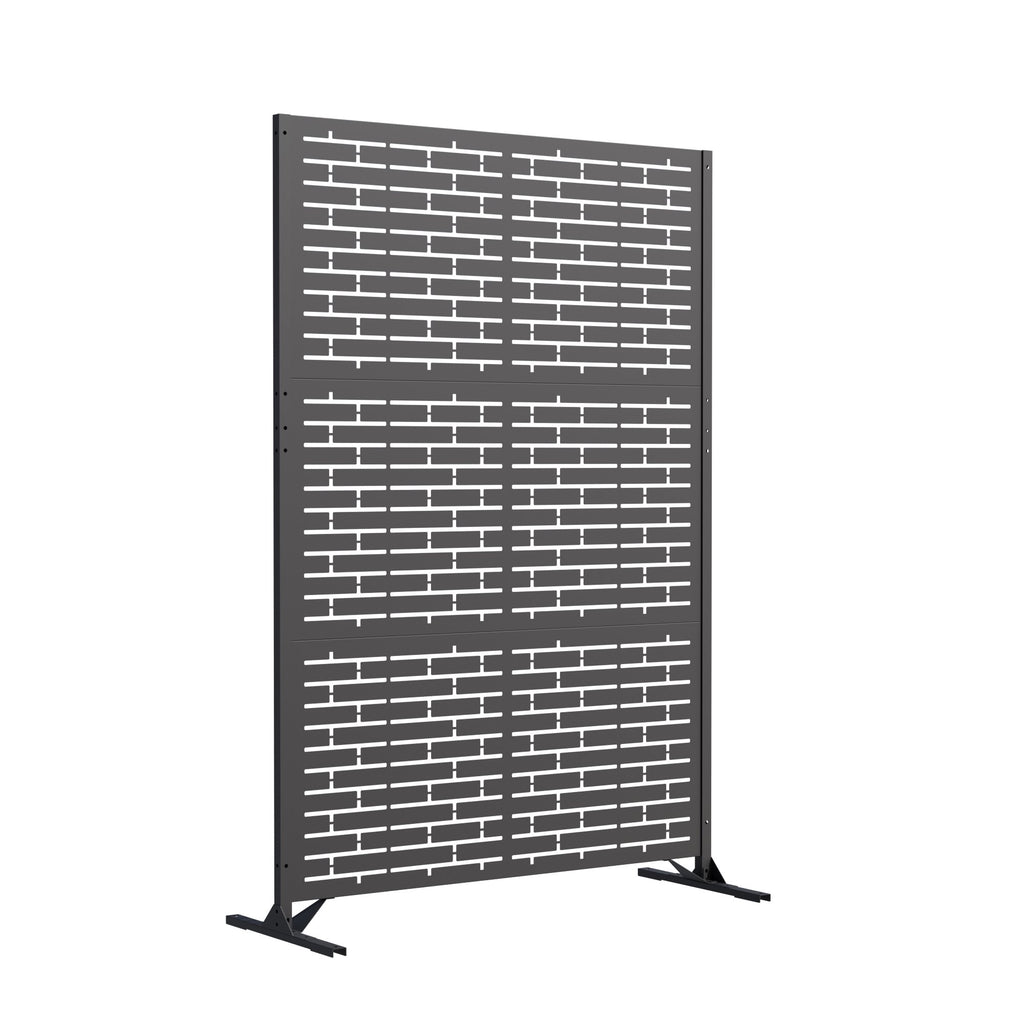 Modern Shade 74"Hx19"W Metal Privacy Screen - Black Freestanding Outdoor Fence Panel for Privacy/Space Division