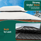FONA Rosewood 10' x 12' Cedar Gazebo with Double Steel Roof, Mosquito Netting, Curtains & Sturdy Hooks for Backyard, Patio