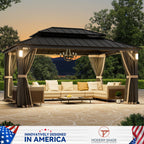 Modern Shade 12'x16' Hard Top Gazebo W/ Solar LED light
