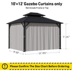 Covered Outdoor Universal 11' x13' Gazebo Curtain Replacement 4- Panel Waterproof Sidewalls for Outdoor( Curtain Only)