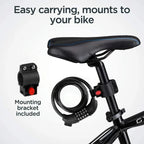 Covered Outdoor 4ft Resettable Combination Bike Lock | 4-Digit Secure Cable Lock for Bicycles, Outdoor Use (Black)