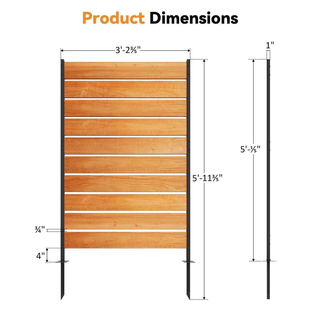 Modern Shade 5' x 3' Wood Privacy Fence Screen (3 Panel) Natural Cedar Wood, Outdoor Privacy Fence Panel for Deck Balcony, Conceals Trash Cans Air Conditioner, Ultimate Fence Privacy Screen Brown