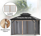 Modern Shade 10‘x12’ 4-Panel Mosquito Net with Zipper Closure for Gazebo & Canopy Replacement