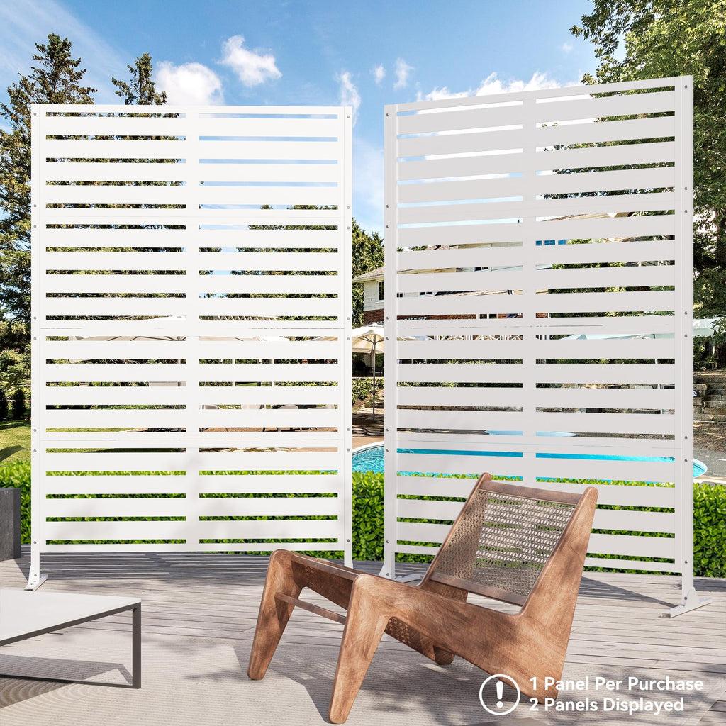 Modern Shade 72"x48" Freestanding Privacy Panel - White Decorative Screen for Patio/Deck Privacy & Space Division