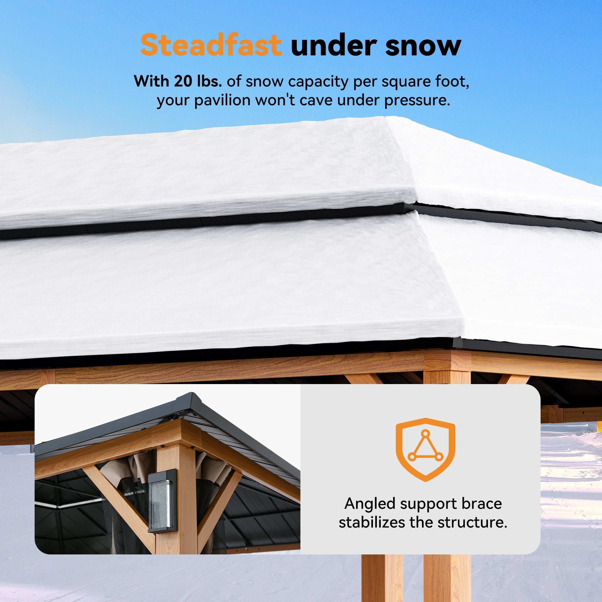 Modern Shade 12'x20' Hard Top Gazebo W/ Solar LED light