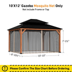 Modern Shade 10‘x12’ Cedar Gazebo Privacy Curtains Mosquito Net Universal 4 Panel Khaki Patio Replacement