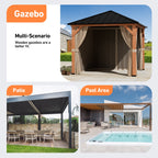 Modern Shade 10'x10' Gazebo Replacement Kit - 4-Panel Zippered Privacy Curtains & 480D Mesh Netting Set, UV-Resistant Polyester Khaki