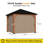 Modern Shade 10'x10' Gazebo Replacement Kit - 4-Panel Zippered Privacy Curtains & 480D Mesh Netting Set, UV-Resistant Polyester Khaki