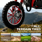 FONA 49cc 2-Stroke Dirt Bike for Kids 8-12, 25mph Mini Motorcycle with Dual Disc Brakes, off-Road Tires, Suspension & Soft Seat Red