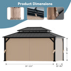 Covered Outdoor Universal 12'x16' Gazebo Curtain Replacement - 4-Panel Zippered Grey Sidewalls