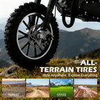 FONA 49cc 2-Stroke Dirt Bike for Kids 8-12, 25mph Mini Motorcycle with Dual Disc Brakes, off-Road Tires, Suspension & Soft Seat Black