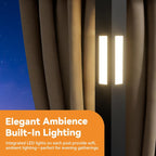 FONA Patio Gazebo 11'x13' with LED Lights & Bluetooth Speaker, Heavy Duty Outdoor Canopy Shelter with Metal Frame, Double Roofs, Soft-top Gazebo with Netting and Curtains for Backyard