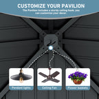 FONA 10'x10' Tranquil Grove Cedar Wood Grill Gazebo with Galvanized Steel Hardtop Roof for Backyard