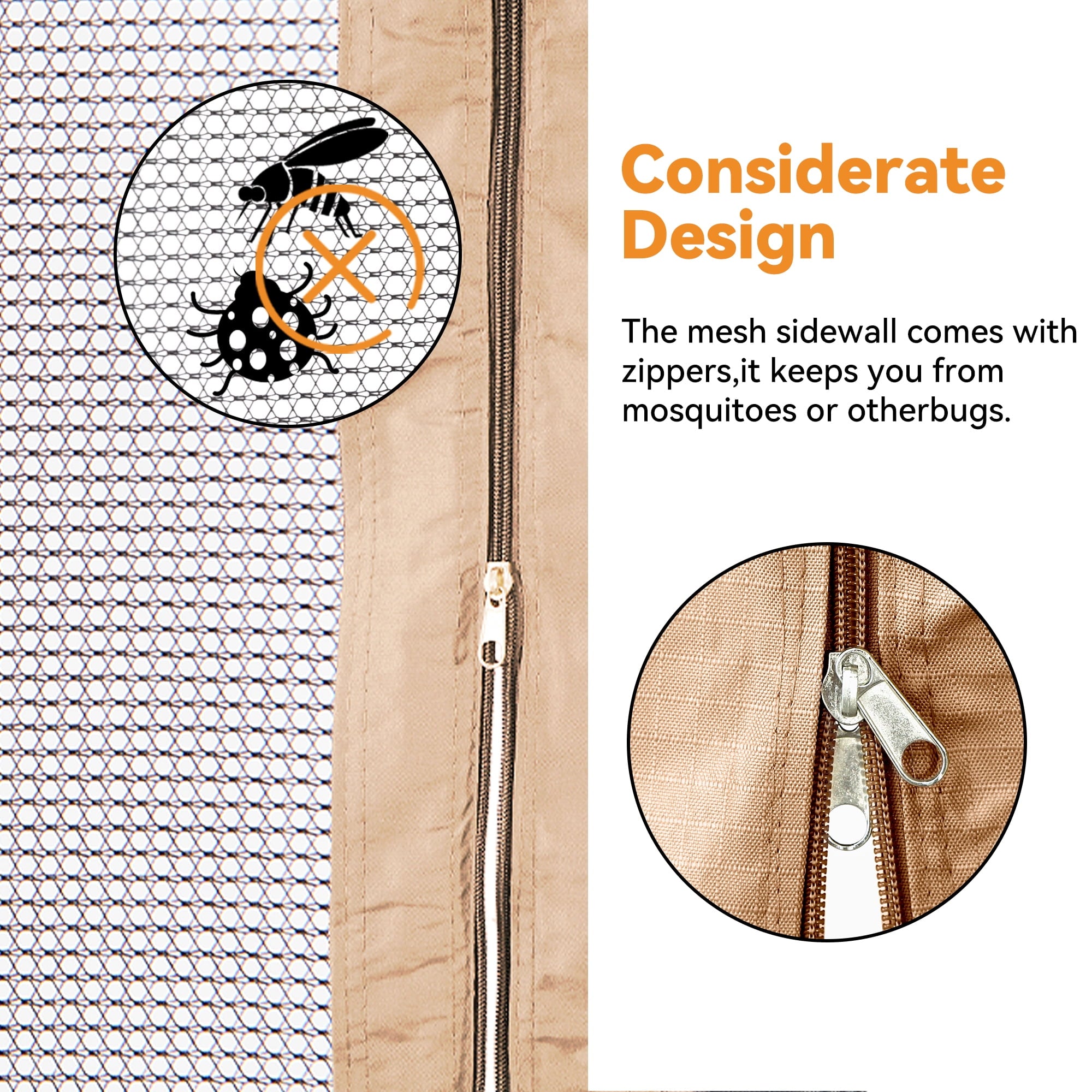 Covered Outdoor Gazebo Mosquito Netting Replacement Universal 4-Panel Sidewalls 10' x 10', Outdoor Gazebo Mosquito Nettings with Double Zipper (Mosquito Net Only)