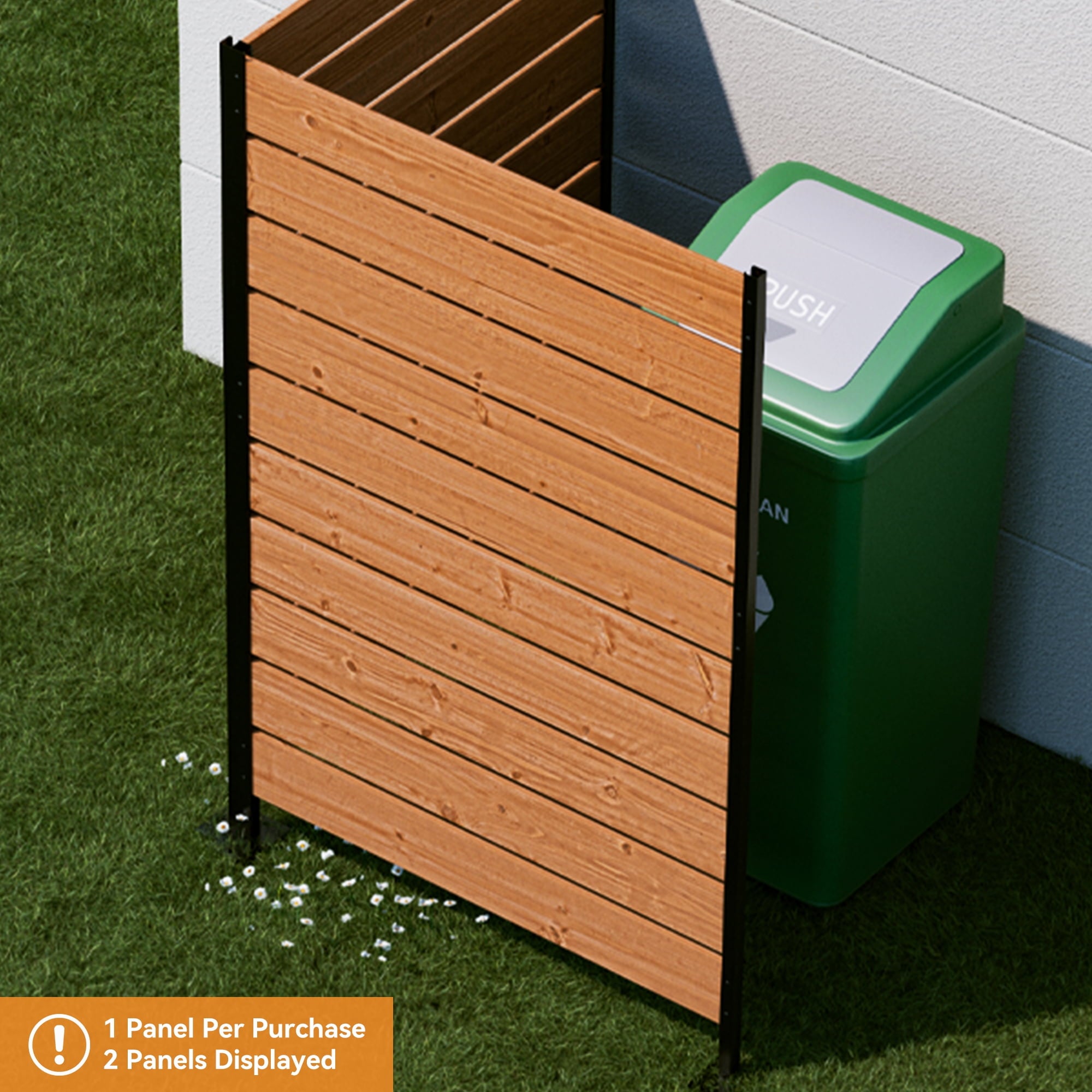 Modern Shade 5ft H x 3.3ft W No-Dig Wood Privacy Fence Panel, Outdoor Screen for Patio/Deck