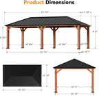 Modern Shade 12‘x24’ Grill Gazebo w/ Steel Hardtop, Curtains+Netting Brown