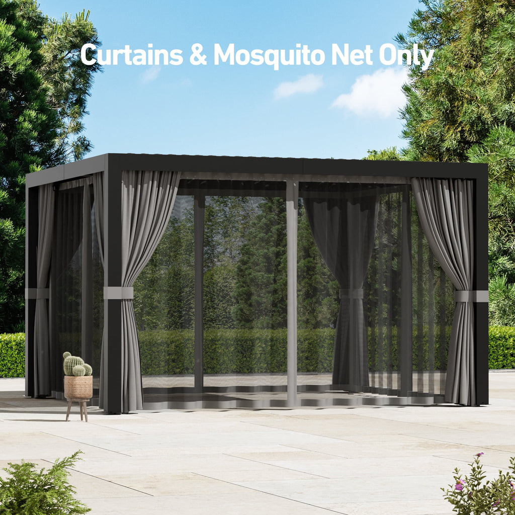 Modern Shade 10'x12' Louvered Pergola with 4-Panel Privacy/Zippered Mosquito Netting Waterproof Gray/Khaki Sidewalls