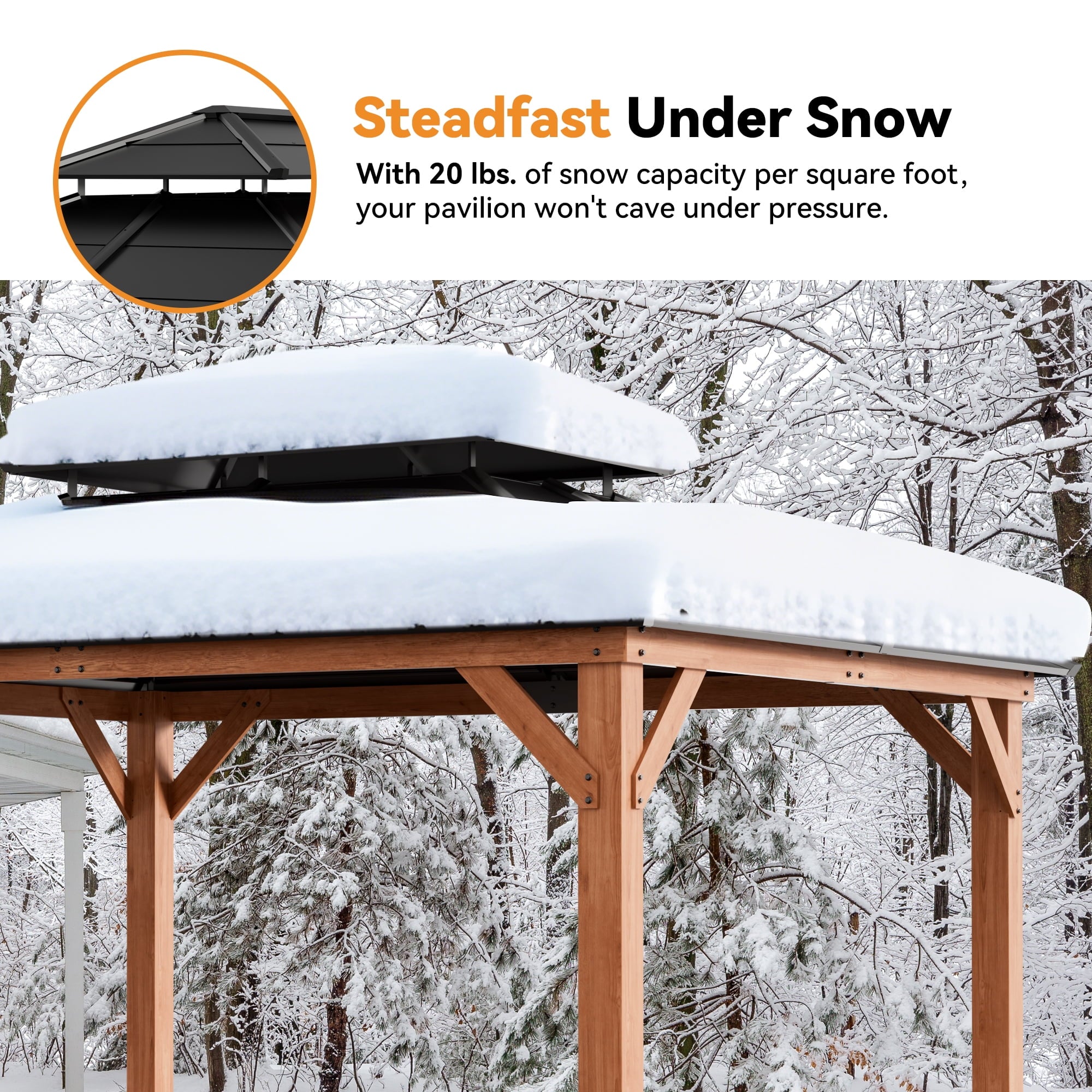 Modern Shade 11‘x13’ Cedar Gazebo with Galvanized Steel Roof & Hooks for Backyard Garden