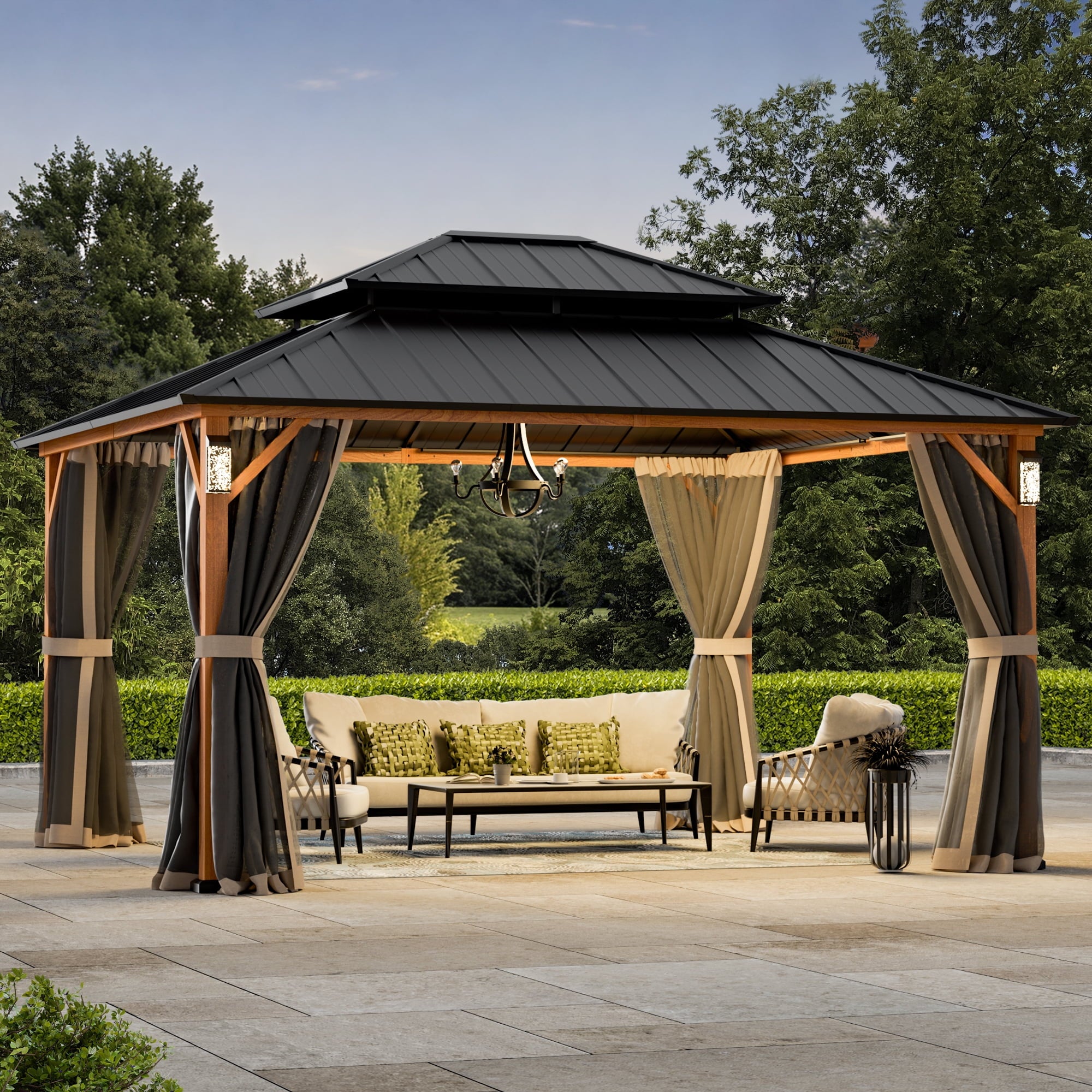FONA Horizon 12'x14' Hard Top Gazebo W/ Solar LED light