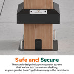 FONA Wood Gazebo 12’x12’, Heavy Duty Hardtop Gazebo with Steel Roof, Water Resistant, Wind Resistant, Perfect for Your Permanent Outdoor Pavilion, Solid Wood Framed Gazebo, Cedar Gazebo