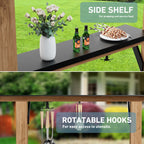 FONA 6'x8' Cedar Wood Grill Gazebo with Shelves,Paper Towel Holder,Steel Roof & USB Charging Ports