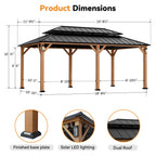 Modern Shade 12'x20' Hard Top Gazebo W/ Solar LED light