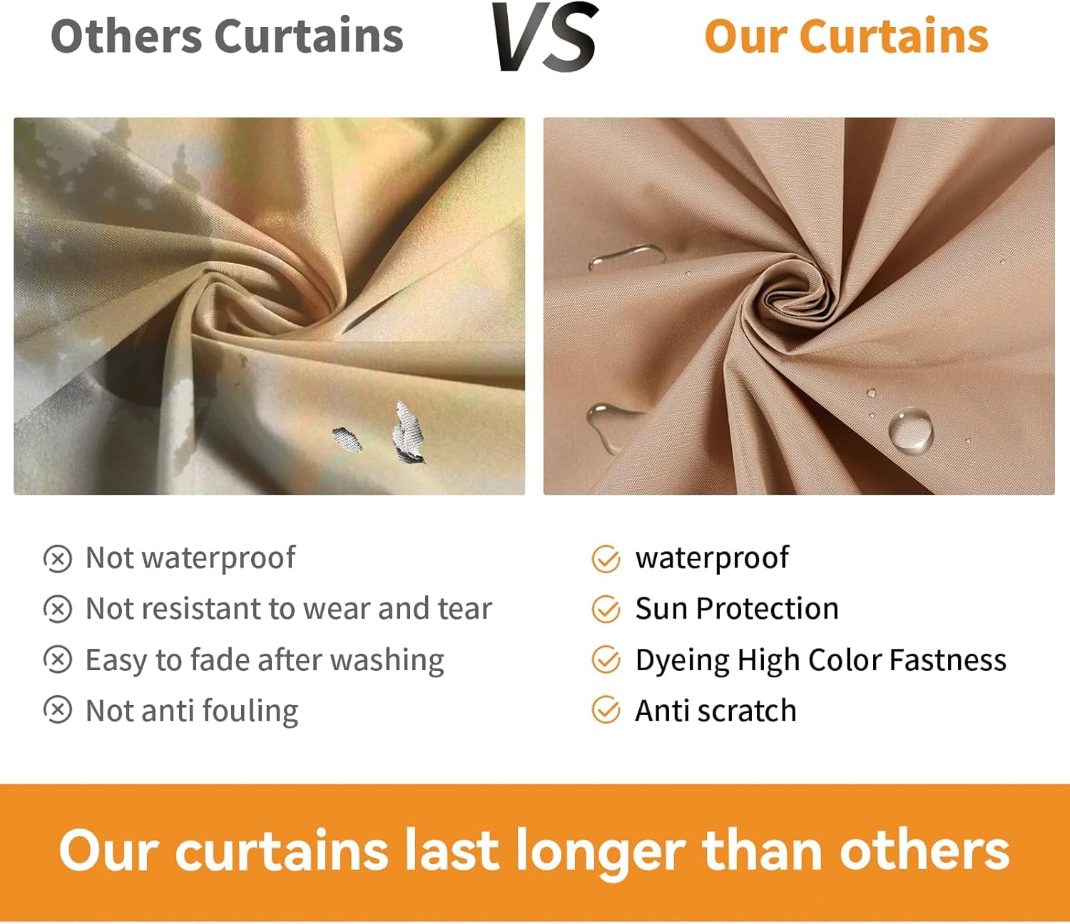 FONA Gazebo Curtain Replacement Universal 4-Panel Sidewalls 10' x 12', Outdoor Gazebo Privacy Curtains with Zipper, Replacement for Outdoor, Patio Canopy, Garden and Backyard